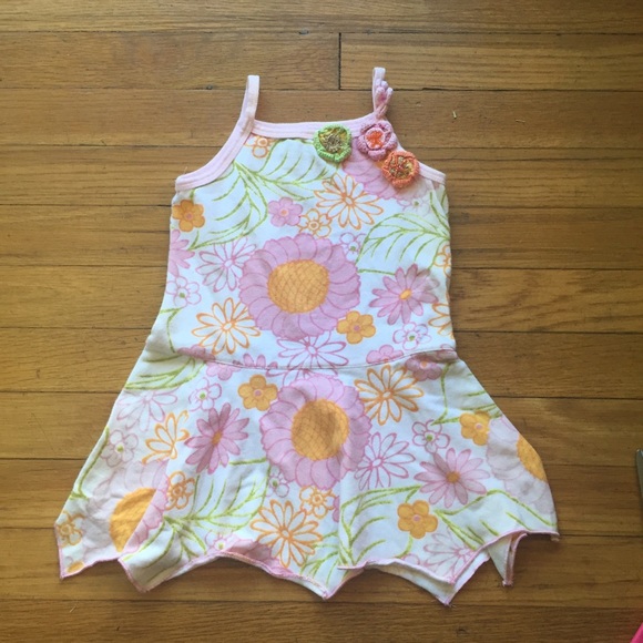 Lulu Bebe Lana Floral Ruffle Collar Pintuck Dress